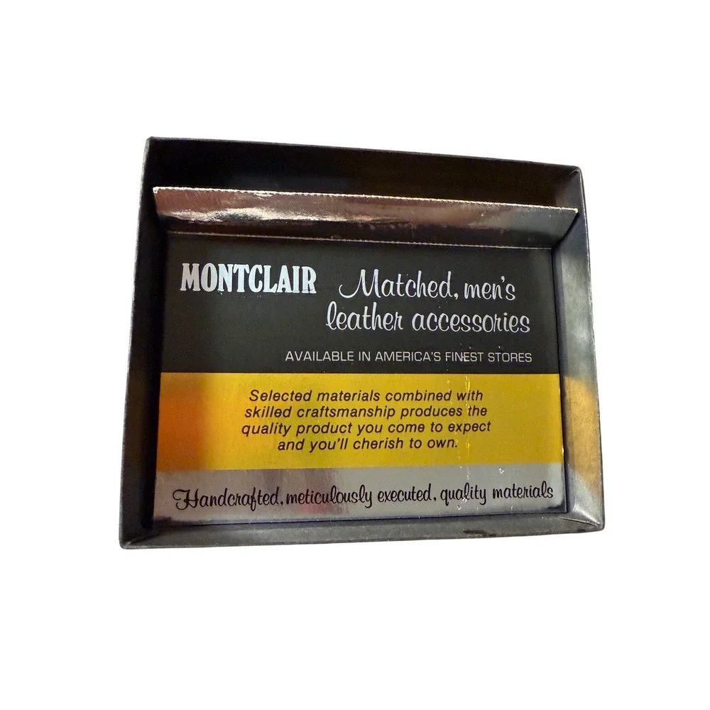 Montclair Vintage Embossed Leather Fisherman Bifold Wallet Brown Handcrafted Box